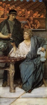 Les dégustateurs de vins romans romantiques Sir Lawrence Alma Tadema Peinture à l'huile